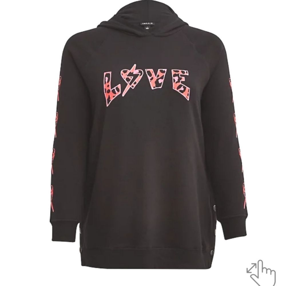 Torrid Tunic Cozy Hoodie Fleece Love Leopard Bolt Size 1X - Picture 16 of 17